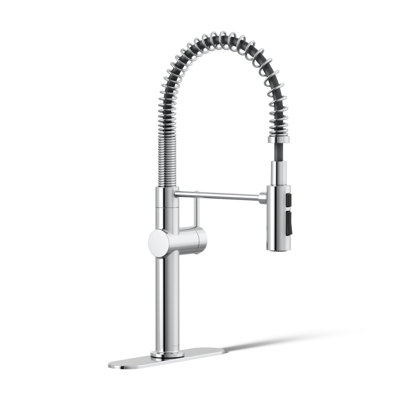 Kohler Crue Single Handle Semi-Professional Pre-Rinse Kitchen Faucet with Three-Function Pull Down Sprayer