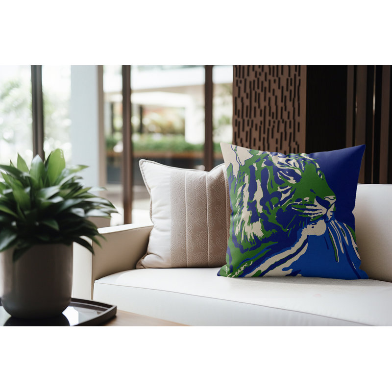 Coussin d'intérieur Leon, Azur royal, 16 po x 16 po