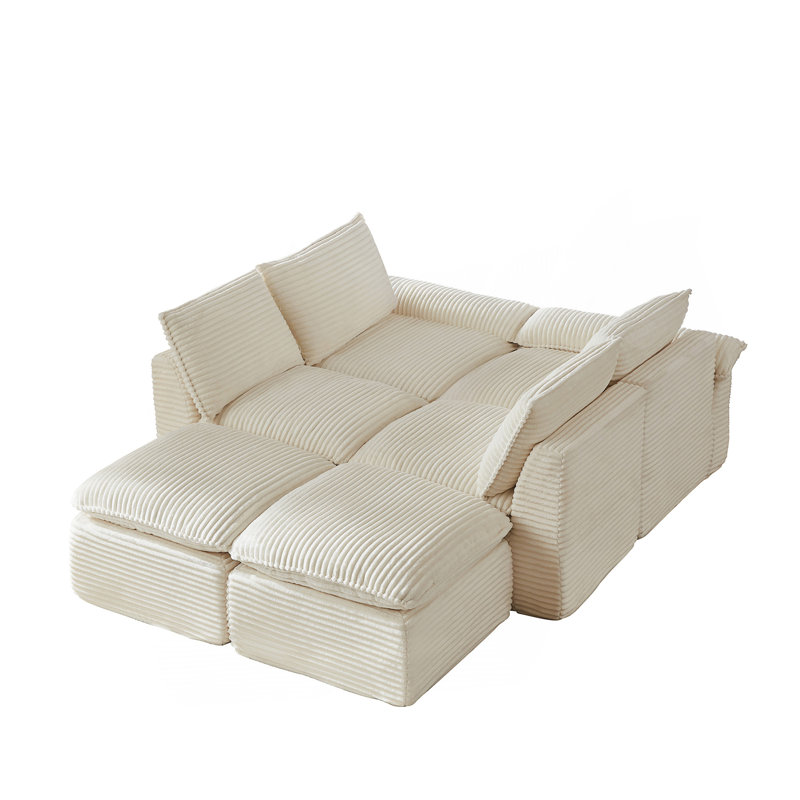 Canapé moderne en velours côtelé avec rembourrage en éponge haute densité pour un confort ultime et une assise modulaire élégante.