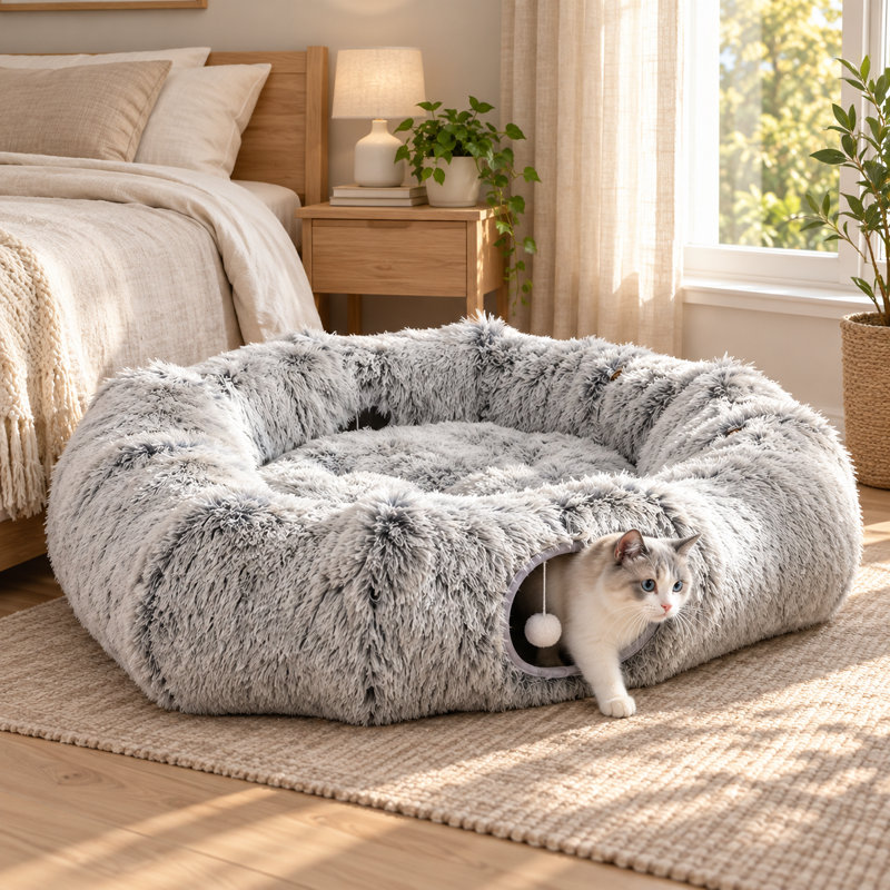 Lit chaud pour chat en hiver, nid de chat pliable multifonctionnel pour chat, jouet interactif pour chatons et chats d'intérieur