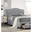 Lit simple contemporain avec tête de lit et tiroir en toile de jute gris pratique
