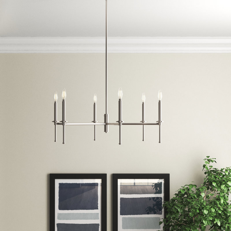 Nouveau lustre traditionnel à six lumières Towles, Nickel brossé