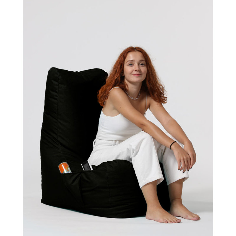 Polyester Outdoor Friendly Bean Bag Sofa, Black 100% Polyester