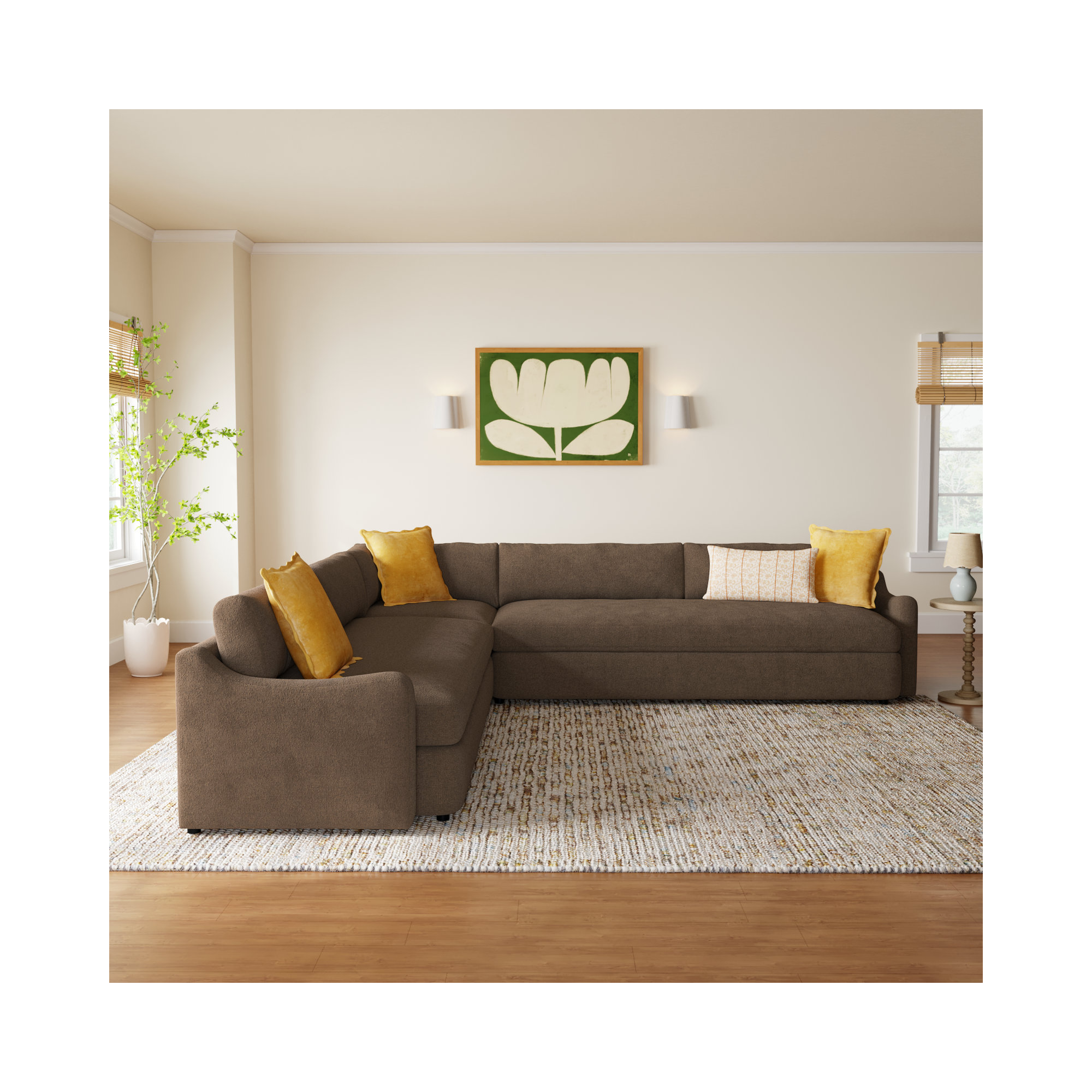 Aurelia 3-Piece Sectional, Brown LInen