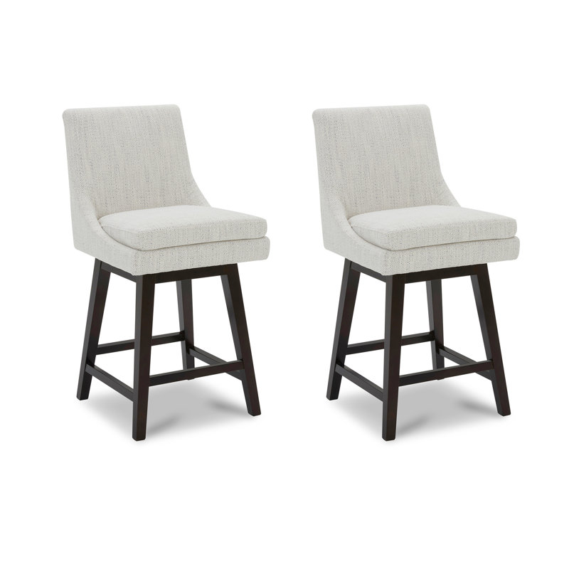 Aleksy Swivel Counter & Bar Stool, Ivory, Counter Stool (26.5" Seat Height)