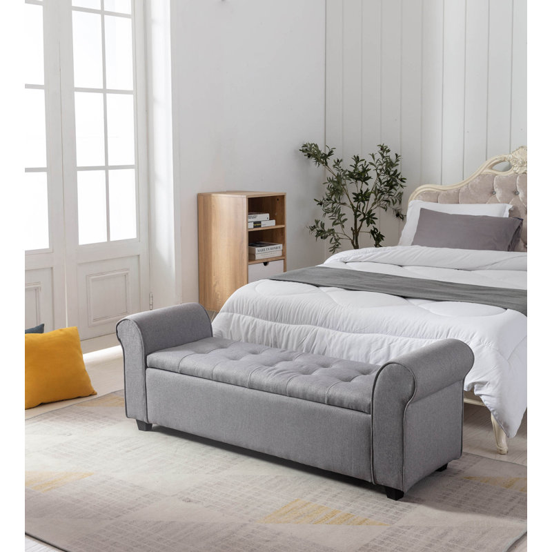 Landaverde Upholstered Storage Bench, Grey