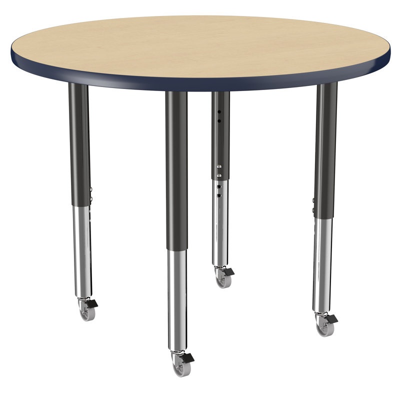 Table ronde à hauteur réglable, 36", Érable / bleu marine / noir, Super