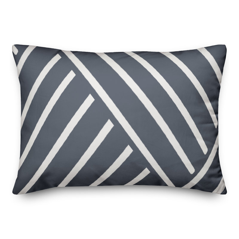 Gray Herringbone Outdoor Throw Pillow, Ardoise, 14"H x 20"W
