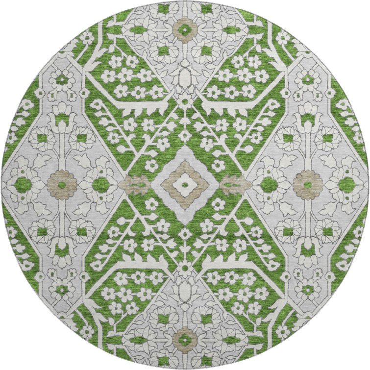 Premium Machine Washable Elaine Green Rug