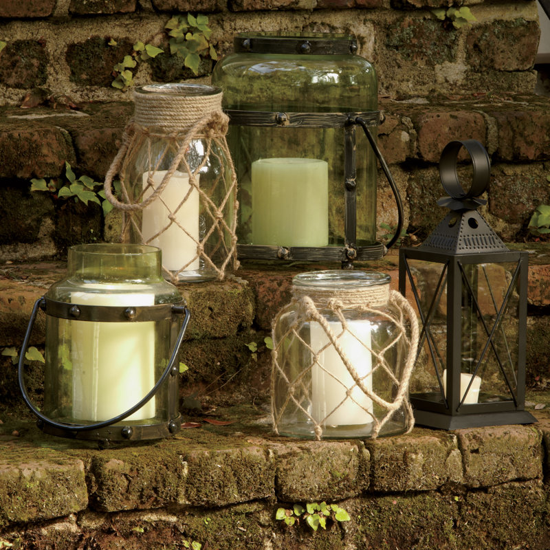 Lanterne en verre et métal