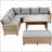 5-Piece Outdoor Patio Rattan Sofa Set, Sectional PE Wicker L-Shaped Garden Furniture Set-1656316318-1656316313