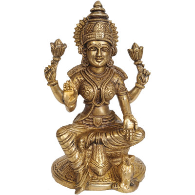 Figurine déesse Lakshmi avec hibou en laiton