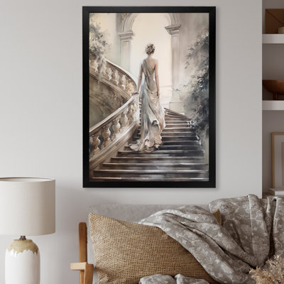 «Stunning Girl By The Stairs II», art romantique sur toile