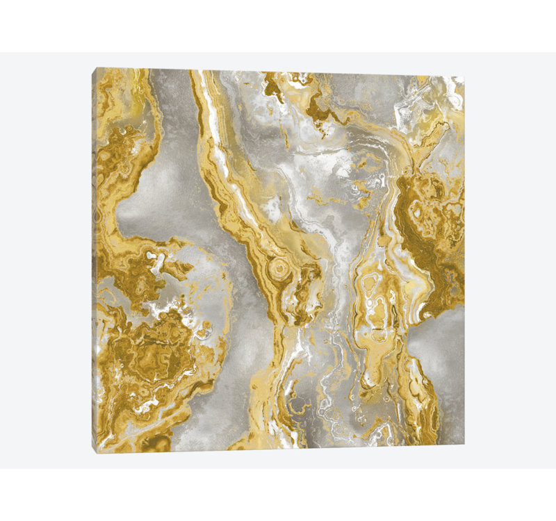 «Onyx Golden», impression sur toile, H 26 po x l 26 po x P 1,5 po, Pas de tapis, Toile tendue