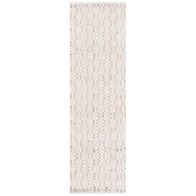 Natural Fiber 225 Hand Loomed Jute/Wool/Pet No Pattern Rug in Natural/Silver, Runner 2'3" x 8'