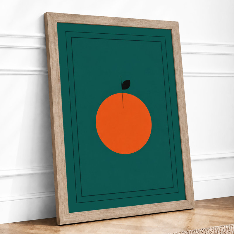 Orange Apple Modern - Framed Print, A2 - 59.4 x 42.0 cm, Oak