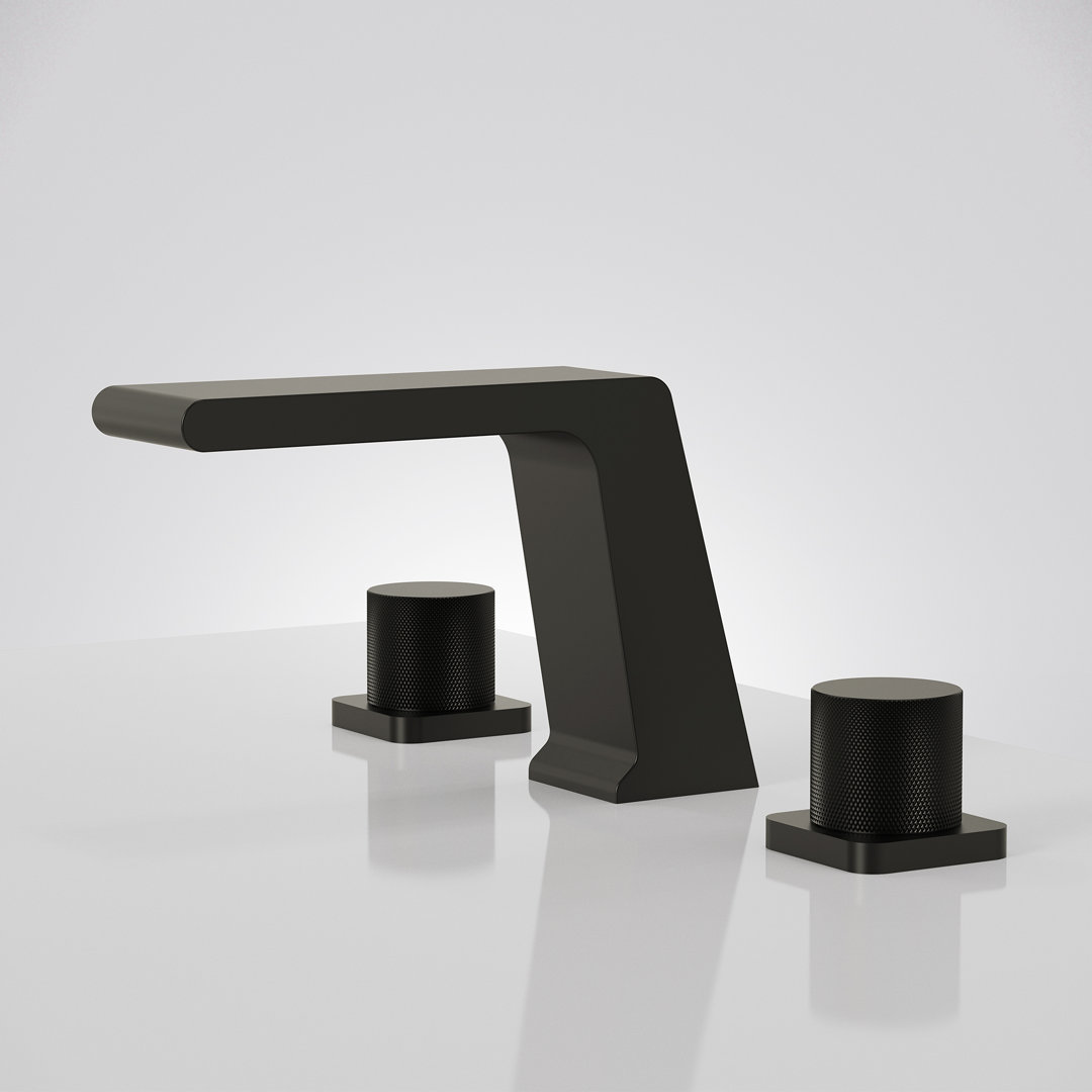 Widespread Bathroom Sink Faucet, Waterfall Bathroom Faucet for 3‑Hole Vanity Sink EVERSTEIN 