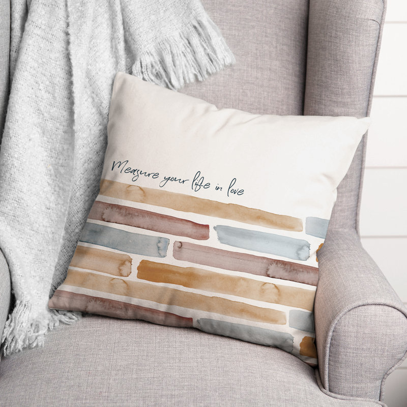 Housse et insert de coussin carré géométrique Mesure la vie dans l'amour
