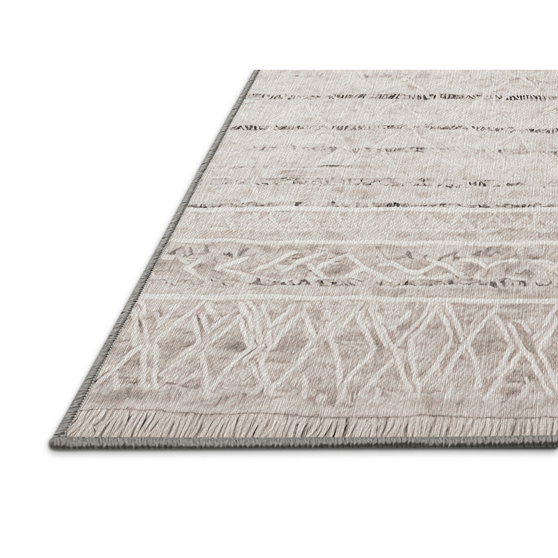 Machine Washable Gray Area Rug, Runner  2' x 4'