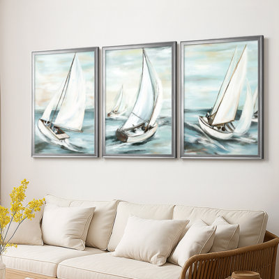 NAUTICAL Series Liv - Toile tendue avec châssis sur mesure - 3 pièces