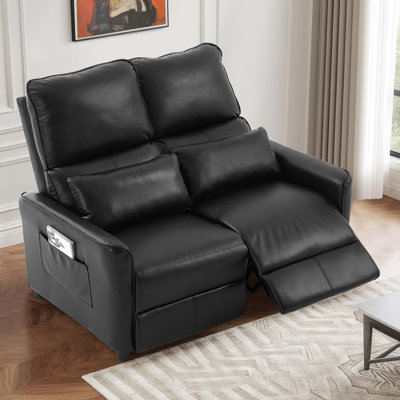 Manual Push Back Reclining Loveseat Sofa For Living Room