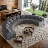 Corduroy Curved Sectional Sofa With Four Pillows,4 Modules