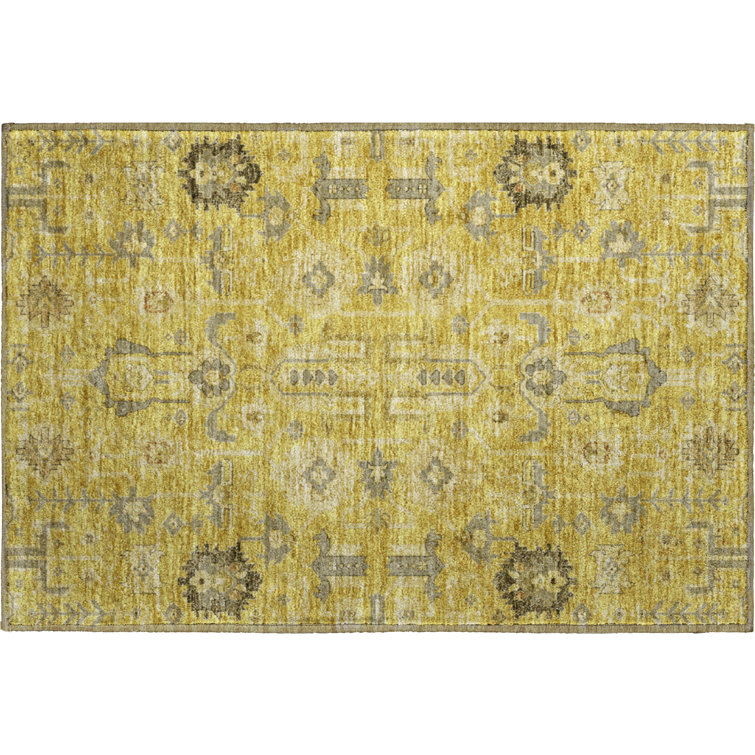 Premium Machine Washable Prisco Gold Rug