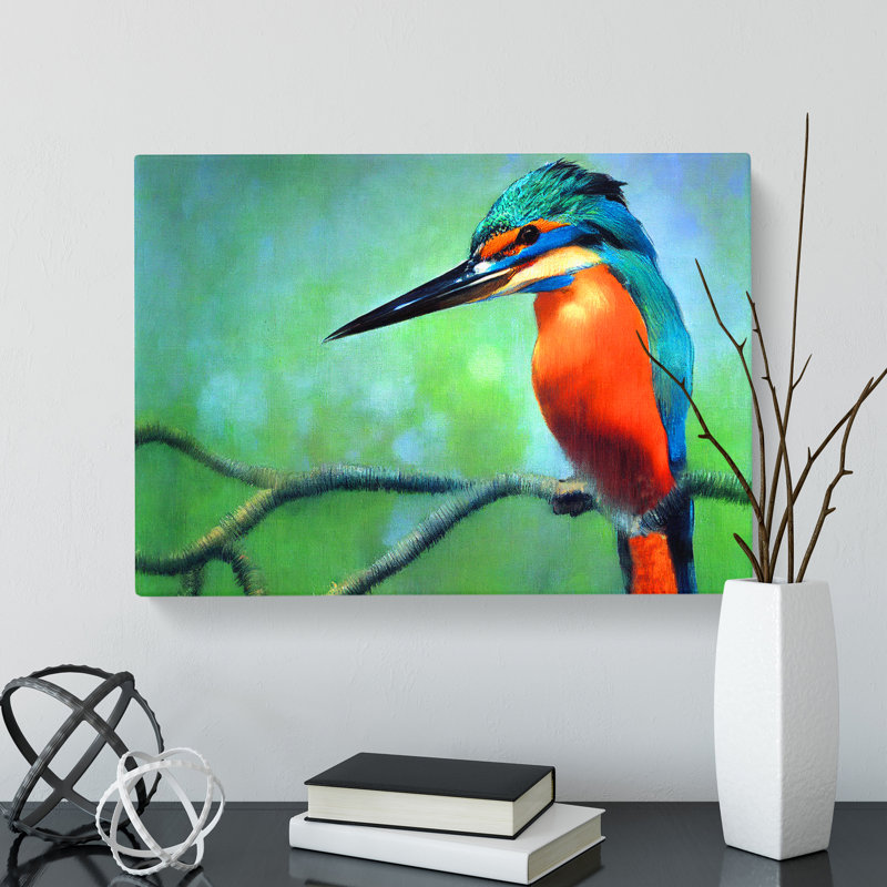 Great Kingfisher Bird - Wrapped Canvas, 40cm H x 60cm W x 3cm D