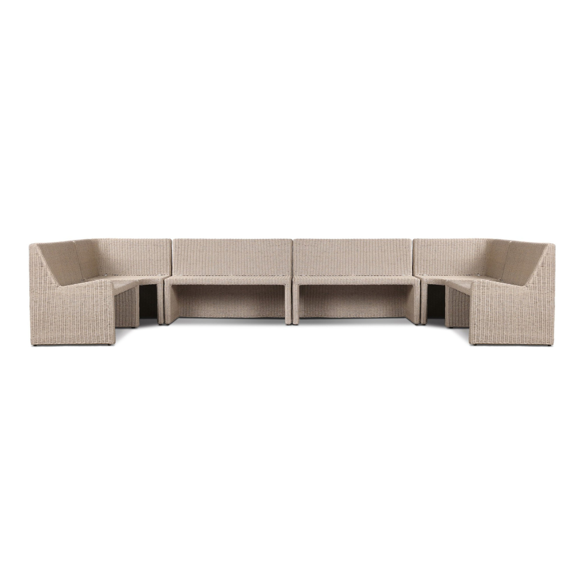 Senna Outdoor Dining Banquette U Shape 166"-Vintage White