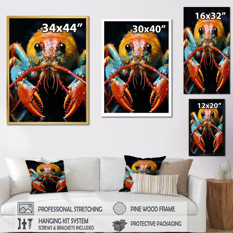 Madolynn Animal Crayfish I - Imprimé, Toile tendue, H 20 po x l 12 po x P 1 po