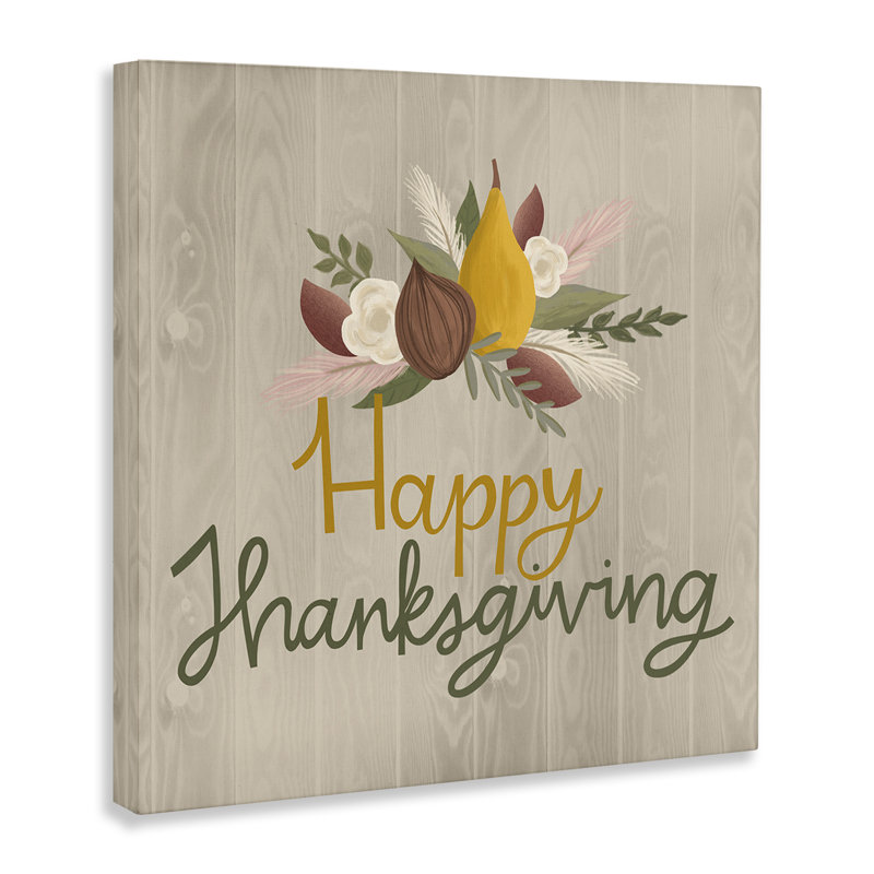 «Happy Thanksgiving Rustic Harvest» sur toile, design par Mandy Ford Art + Illustration, H 36 po x l 36 po
