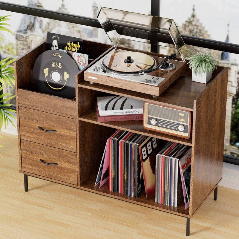 Audio Rack, Record Player Stand, Brown