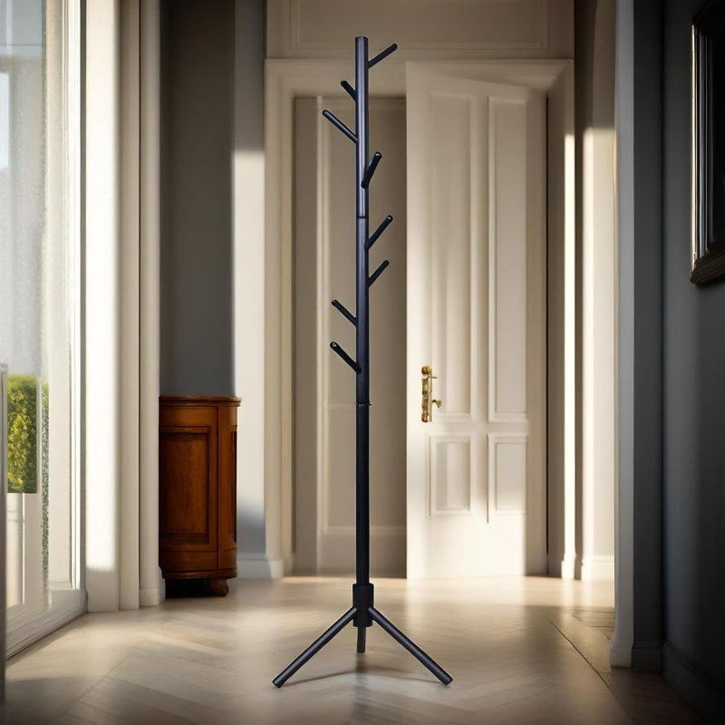 Sparacino 8 - Hook Adjustable Coat Stand Free Standing Hallway Entryway Furniture, Black