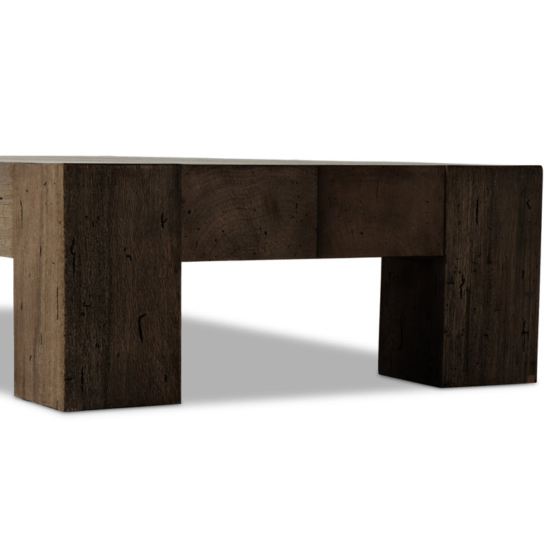 Abaso Coffee Table, Ebony Rustic Wormwood, 15" H x 70" W x 35" D