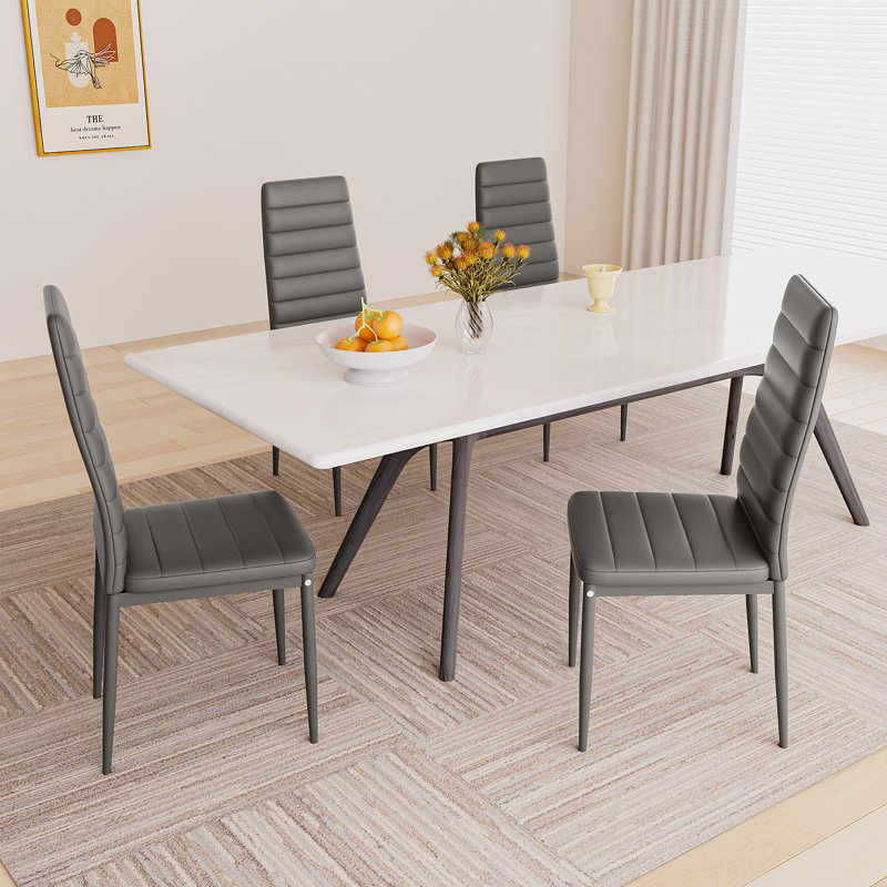 PU Leather Upholstered Dining Chair, Gray