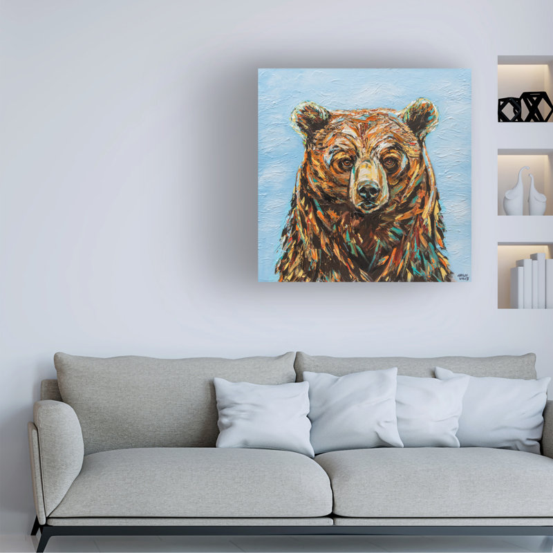 Un grand ours sur toile, H 35 po x l 35 po x P 2 po