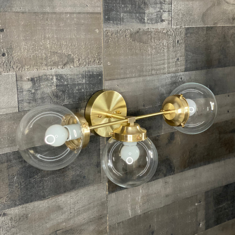 Armed Sconce, Raw Brass, Clear
