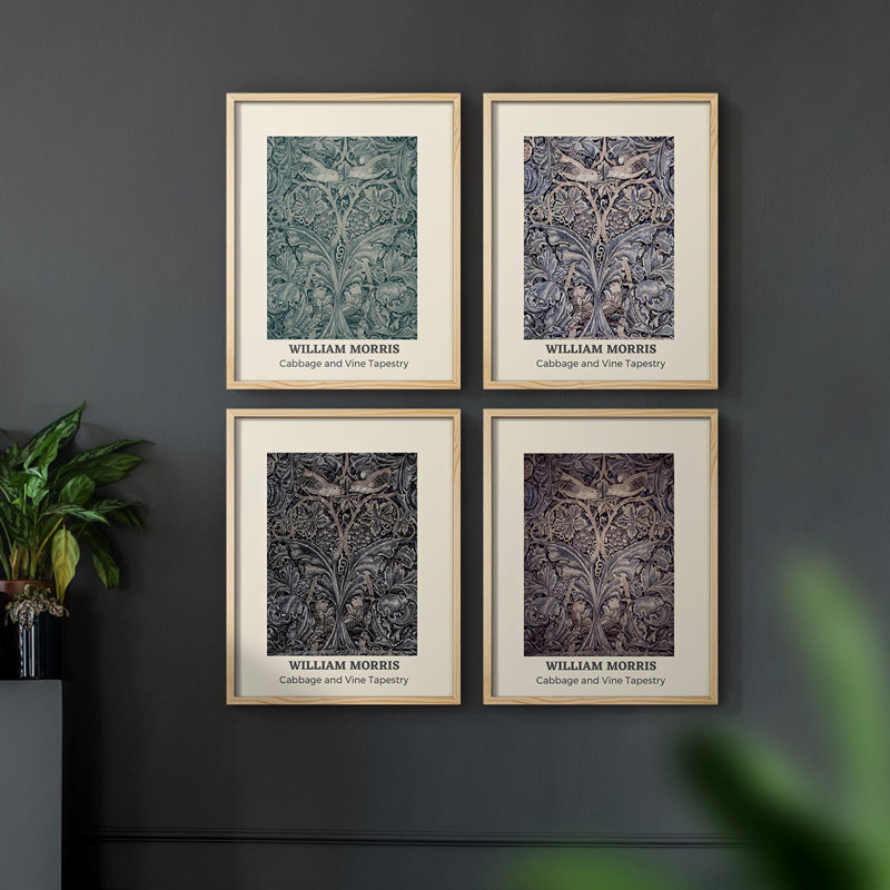«William Morris XIII», ensemble de 4 reproductions encadrées, Naturel, H 14 po x l 44 po