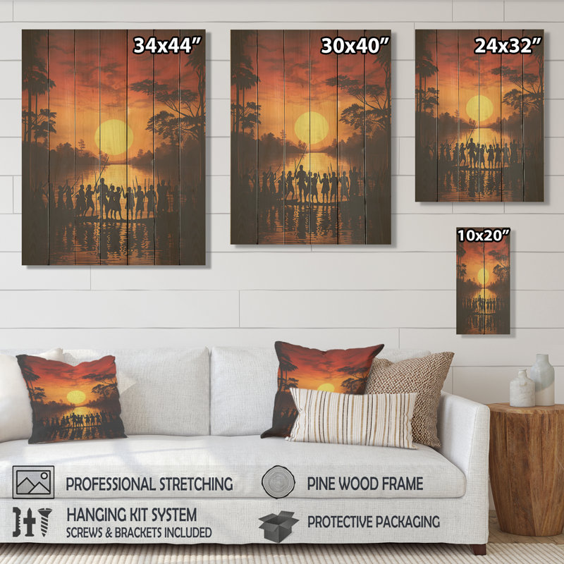 Tribu africaine Fulani Journey II - Tribal africain sur bois, H 40 po x l 30 po