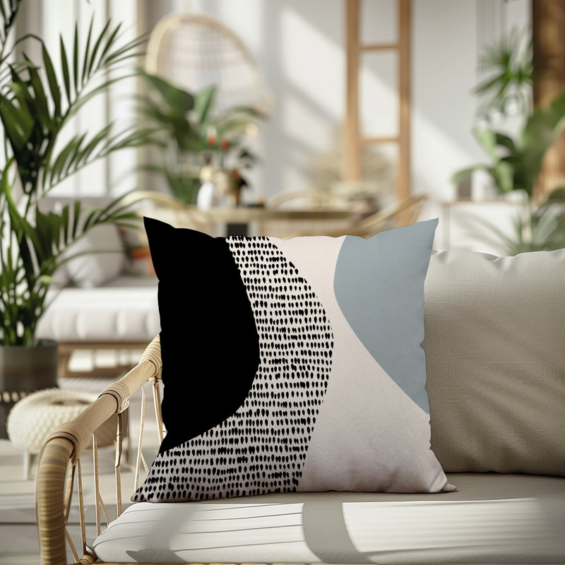 Coussin carré intérieur / extérieur pia, H 17 po x l 17 po, Gris / noir / blanc cassé