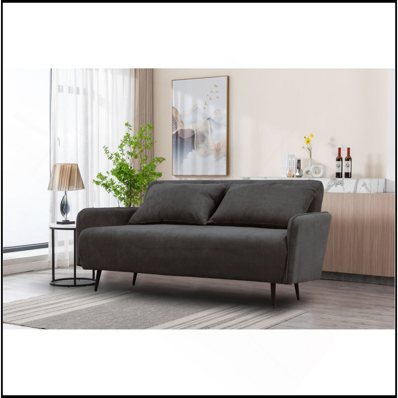 Causeuse convertible en tissu noir l 61 po Lawson
