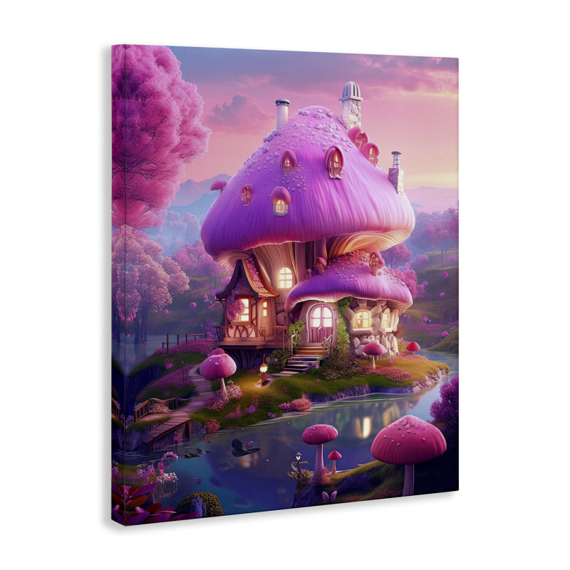 "Forest Forest champignon", art mural sur toile par Sasha, H 30 po x l 24 po