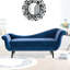 Chaise avec accoudoirs à volutes, tissu de couleur bleue, sièges confortables, mousse, structure intérieure en bois massif, méridienne conique avec pieds en bouleau et bleu, fabrication confortable, rembourrage en mousse, l 68,12 po x P 28,65 po