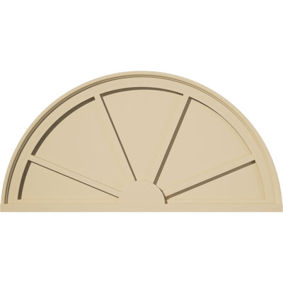 36"W x 18"H x 1-3/4"P Half Round 4 Spoke Signature Urethane Pediment, Primed Tan