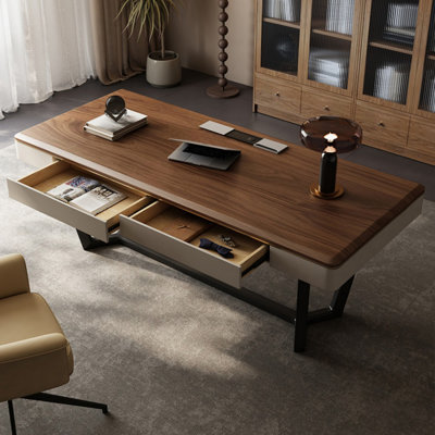 Bureau rectangulaire en bois manufacturé brun noisette