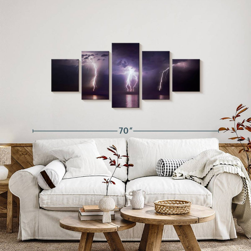 Lightning Strikes Above The Ocean, 24" H x 55" W