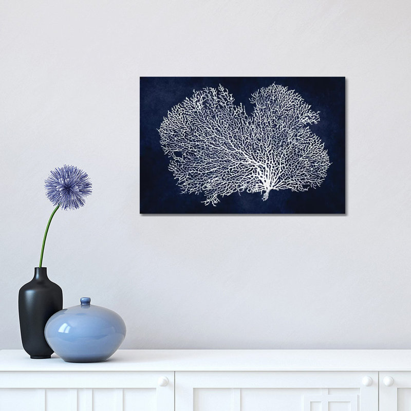 Sea Fan On Indigo II by Melonie Miller - Print on Canvas, Wrapped Canvas, 30.48cm H x 45.72cm W x 1.91cm D