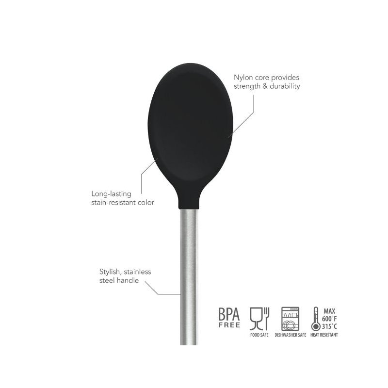 Silicone Mixing Spoon - Light Aqua, Black