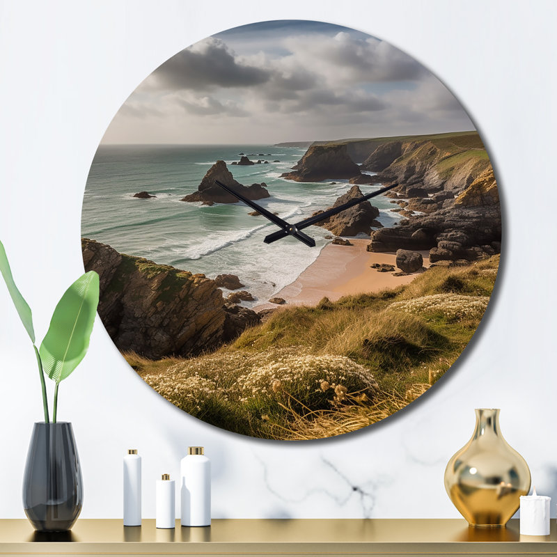 Horloge murale en métal Coastal Horizons V, Grand