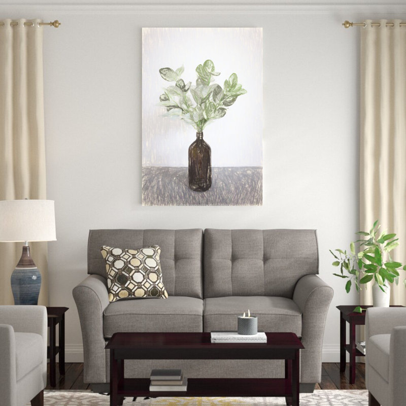 Feuilles dans un vase, reproduction sur toile, H 48 po x l 32 po